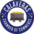Calaveras County Chamber of Commerce with a gold mine cart in the center. 
